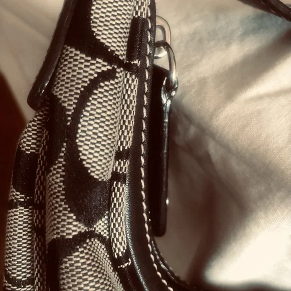 Vintage 00s Coach 6070 Signature Hobo Shoulder Bag black & Gray CC Pattern - Picture 9 of 9